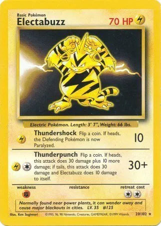 Electabuzz - Base Set (Unlimited) - #20 - Lightly Played