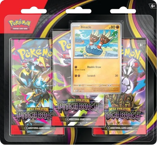 Pokémon Mega Evolution Pitch Black 3-Pack Blister with Binacle Promo