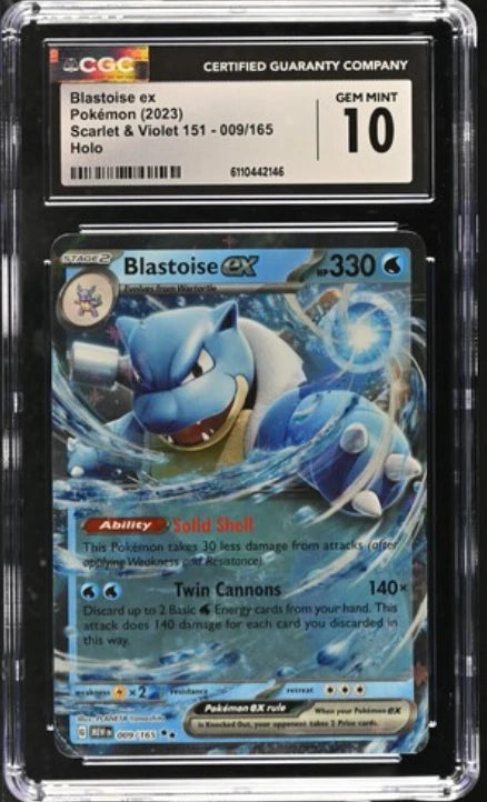 Blastoise ex CGC 10 Gem Mint - Scarlet & Violet 151 009/165 Holo